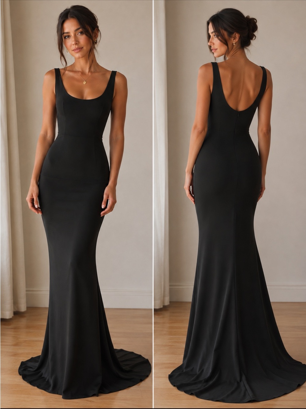 Elizabeth and James Black Scoop-Back Maxi Dress